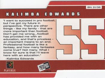 2002 Press Pass - Big Numbers #BN31 Kalimba Edwards Back