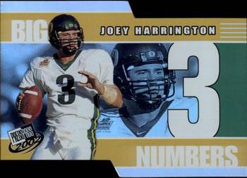 2002 Press Pass - Big Numbers #BN36 Joey Harrington Front