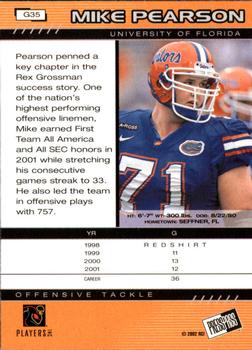 2002 Press Pass - Gold Zone #G35 Mike Pearson Back
