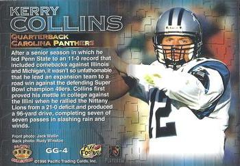 1996 Pacific Gridiron - Gems #GG-4 Kerry Collins Back
