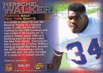 1996 Pacific Gridiron - Gems #GG-31 Herschel Walker Back