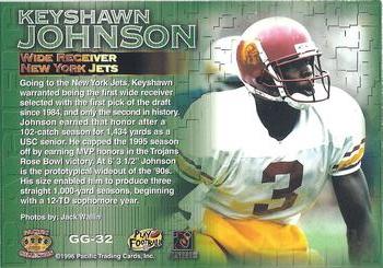 1996 Pacific Gridiron - Gems #GG-32 Keyshawn Johnson Back
