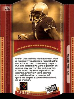 2002 Press Pass - Paydirt Die Cuts #PD5 William Green Back