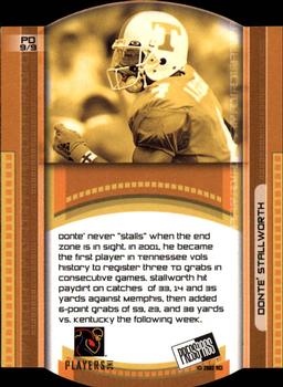 2002 Press Pass - Paydirt Die Cuts #PD9 Donte Stallworth Back