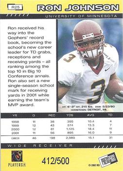 2002 Press Pass - Reflectors #R25 Ron Johnson Back