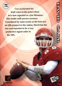 2002 Press Pass - Showbound #SB1 David Carr Back