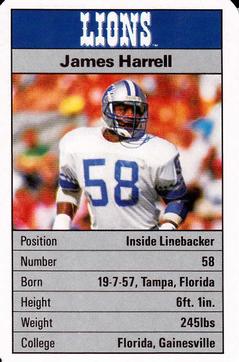 1987 Ace Fact Pack Detroit Lions #NNO James Harrell Front