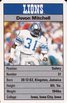 1987 Ace Fact Pack Detroit Lions #NNO Devon Mitchell Front