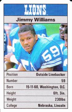 1987 Ace Fact Pack Detroit Lions #NNO Jimmy Williams Front