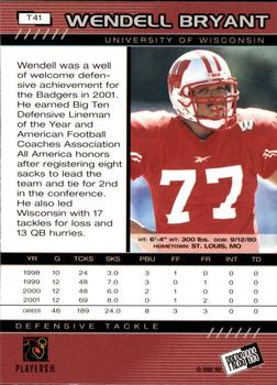 2002 Press Pass - Torquers #T41 Wendell Bryant Back