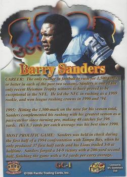 1996 Pacific Gridiron - Gold Crown Die Cuts #GC-1 Barry Sanders Back