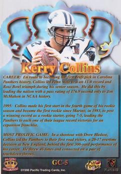 1996 Pacific Gridiron - Gold Crown Die Cuts #GC-5 Kerry Collins Back
