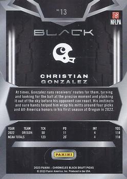 2023 Panini Chronicles Draft Picks - Black #13 Christian Gonzalez Back