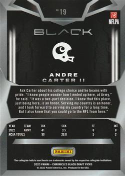 2023 Panini Chronicles Draft Picks - Black Cracked Ice #19 Andre Carter II Back