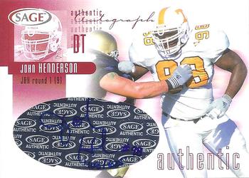 2002 SAGE - Autographs Red #A21 John Henderson Front
