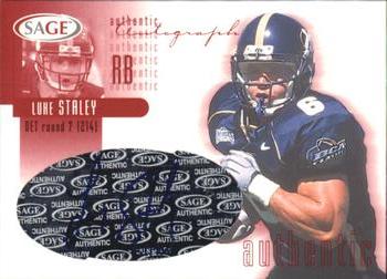 2002 SAGE - Autographs Red #A38 Luke Staley Front