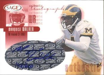 2002 SAGE - Autographs Red #A44 Marquise Walker Front