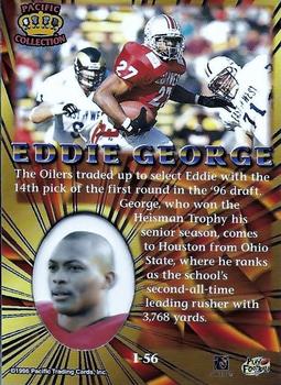 1996 Pacific Invincible #I-56 Eddie George Back