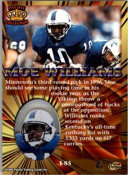 1996 Pacific Invincible #I-85 Moe Williams Back