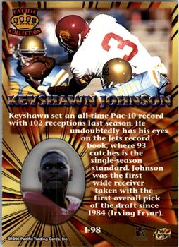 1996 Pacific Invincible #I-98 Keyshawn Johnson Back