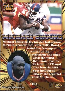 1996 Pacific Invincible #I-101 Michael Brooks Back