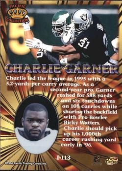 1996 Pacific Invincible #I-113 Charlie Garner Back