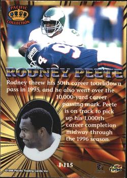 1996 Pacific Invincible #I-115 Rodney Peete Back