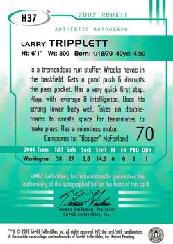 2002 SAGE HIT - Autographs Emerald #H37 Larry Tripplett Back