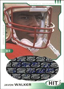 2002 SAGE HIT - Autographs Emerald #H41 Javon Walker Front