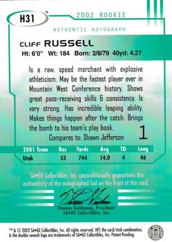 2002 SAGE HIT - Autographs Silver #H31 Cliff Russell Back