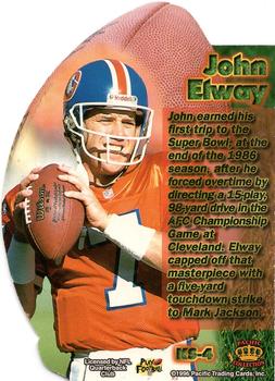 1996 Pacific Invincible - Kick-Starters #KS-4 John Elway Back
