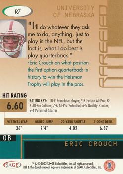 2002 SAGE HIT - Rarefied Silver #R7a Eric Crouch Back