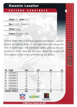2002 Score - Final Score #5 Kwamie Lassiter Back