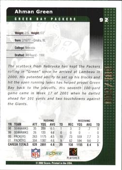 2002 Score - Final Score #92 Ahman Green Back