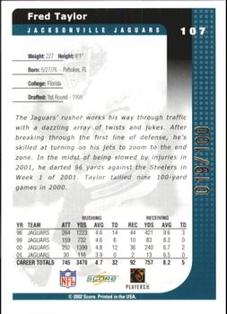 2002 Score - Final Score #107 Fred Taylor Back