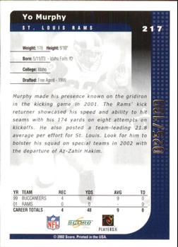 2002 Score - Final Score #217 Yo Murphy Back