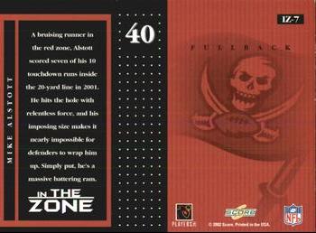 2002 Score - In the Zone #IZ-7 Mike Alstott Back