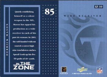 2002 Score - In the Zone #IZ-10 Derrick Mason Back