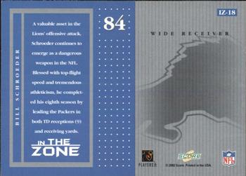 2002 Score - In the Zone #IZ-18 Bill Schroeder Back