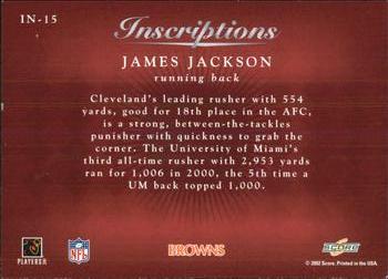 2002 Score - Inscriptions #IN-15 James Jackson Back