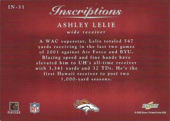 2002 Score - Inscriptions #IN-31 Ashley Lelie Back