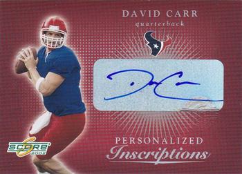 2002 Score - Inscriptions Personalized #IN-39 David Carr Front