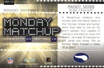 2002 Score - Monday Matchup #MM-10 Randy Moss Back