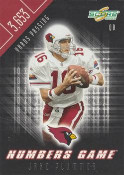 2002 Score - Numbers Game #NG-5 Jake Plummer Front