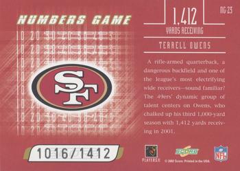 2002 Score - Numbers Game #NG-23 Terrell Owens Back