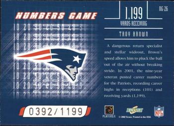 2002 Score - Numbers Game #NG-26 Troy Brown Back
