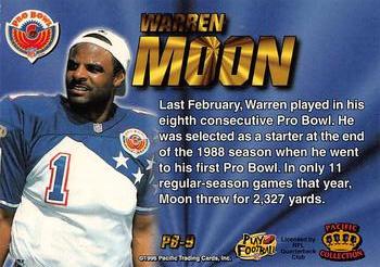 1996 Pacific Invincible - Pro Bowl #PB-9 Warren Moon Back