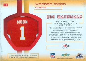 2002 Score - QBC Materials #12 Warren Moon Back