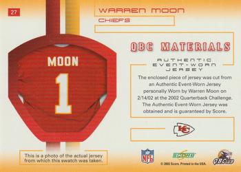2002 Score - QBC Materials #27 Warren Moon Back