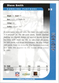 2002 Score - Scorecard #38 Steve Smith Back